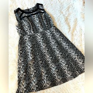 Lane Bryant 16 DRESS black wht gray Sleeveless animal print leather